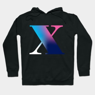 Capital Letter X Monogram Gradient Pink Blue White Hoodie